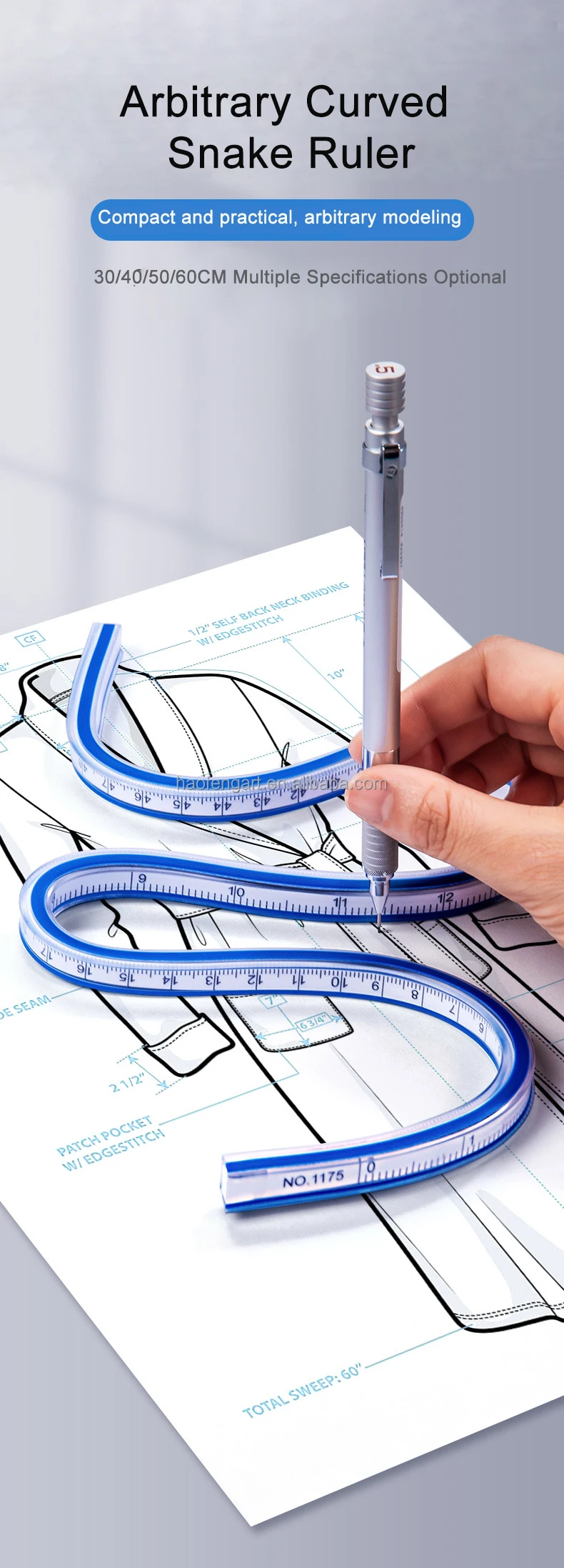 30/40/50/60cm Flexible Curve Ruler Flex Design Rule for use 