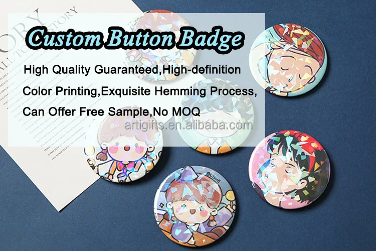Round Pin Badge Button Badge Tin Material Blank 44mm Metal Printed Mesh ...
