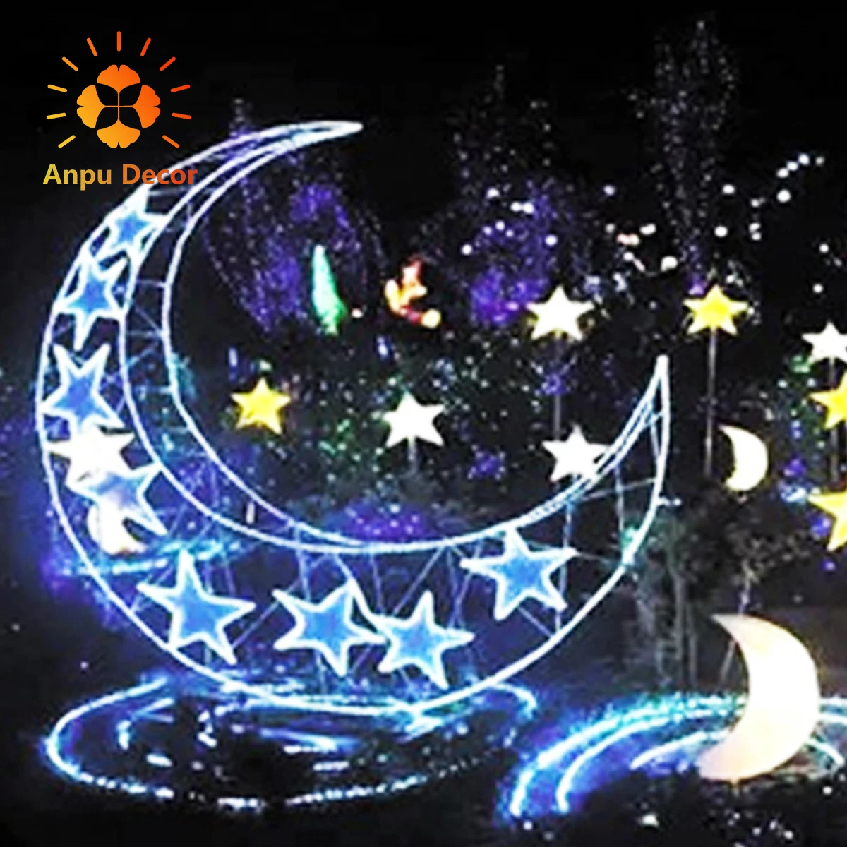 Eid Ramadan Mubarak Party 2D LED Crescent Moon Star Motif Light IP65 ...