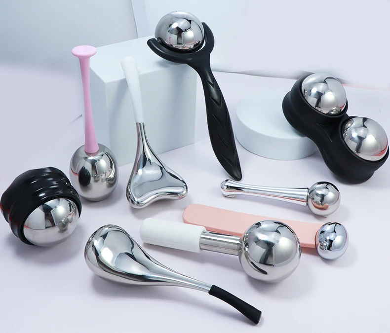 Custom Logo Heart Shaped Metal Face Ice Globes Stainless Steel Cooling