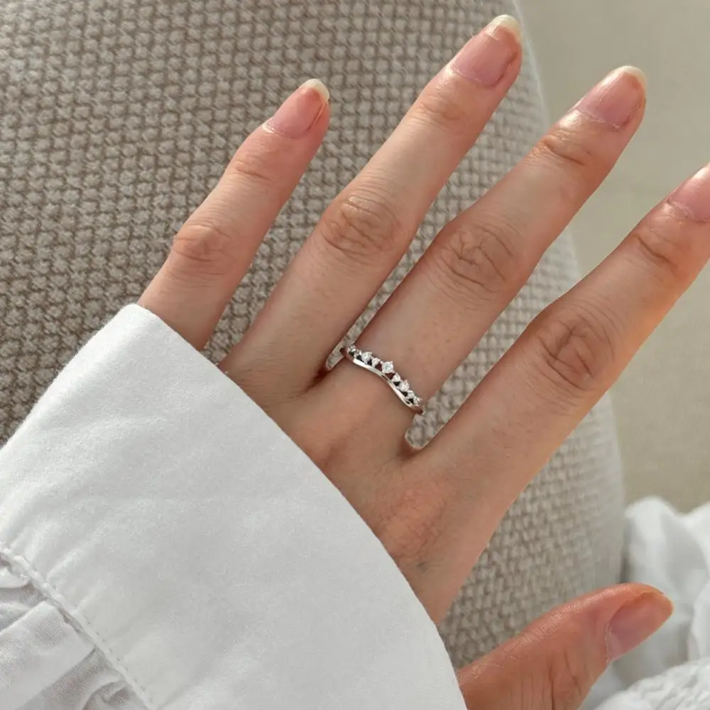 KAKODIY Crown Shape Open Adjustable Promise Ring Wedding 925 Sterling Silver Ring for Women detail 6