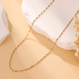 Minimalist 18K Gold Plated Link Chain Necklace Simple Dainty Glitter for Women Fine Jewelry Gift Idea