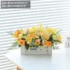 White wood fence with roses and yellow