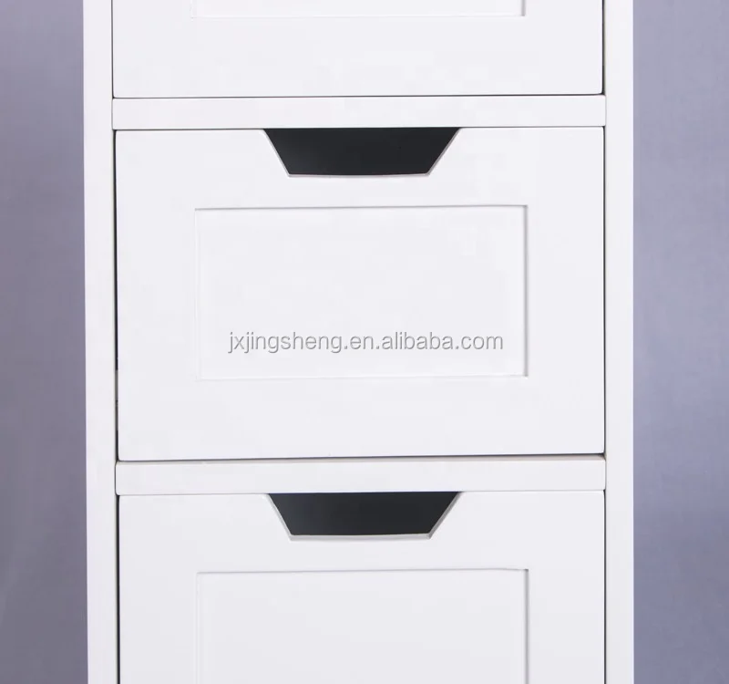 Eco-friendly Solid Wood White MDF Bathroom Cabinet with 4 Drawers for