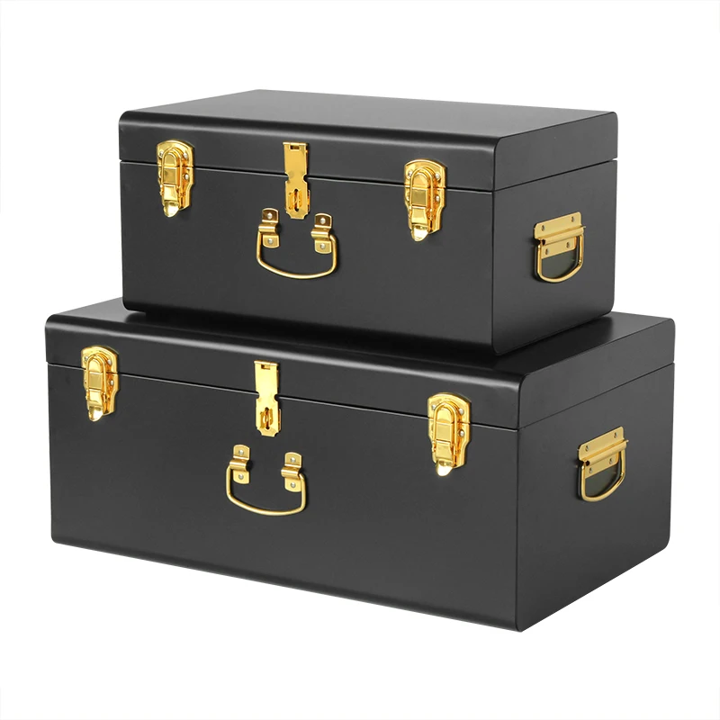 Exquisite  Set of Two Metal Trunk Storage Trunk Box for Home Decoration