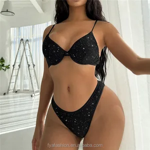 Custom Design 2023 Woman Underwire High Leg Sexy Bikini Shiny