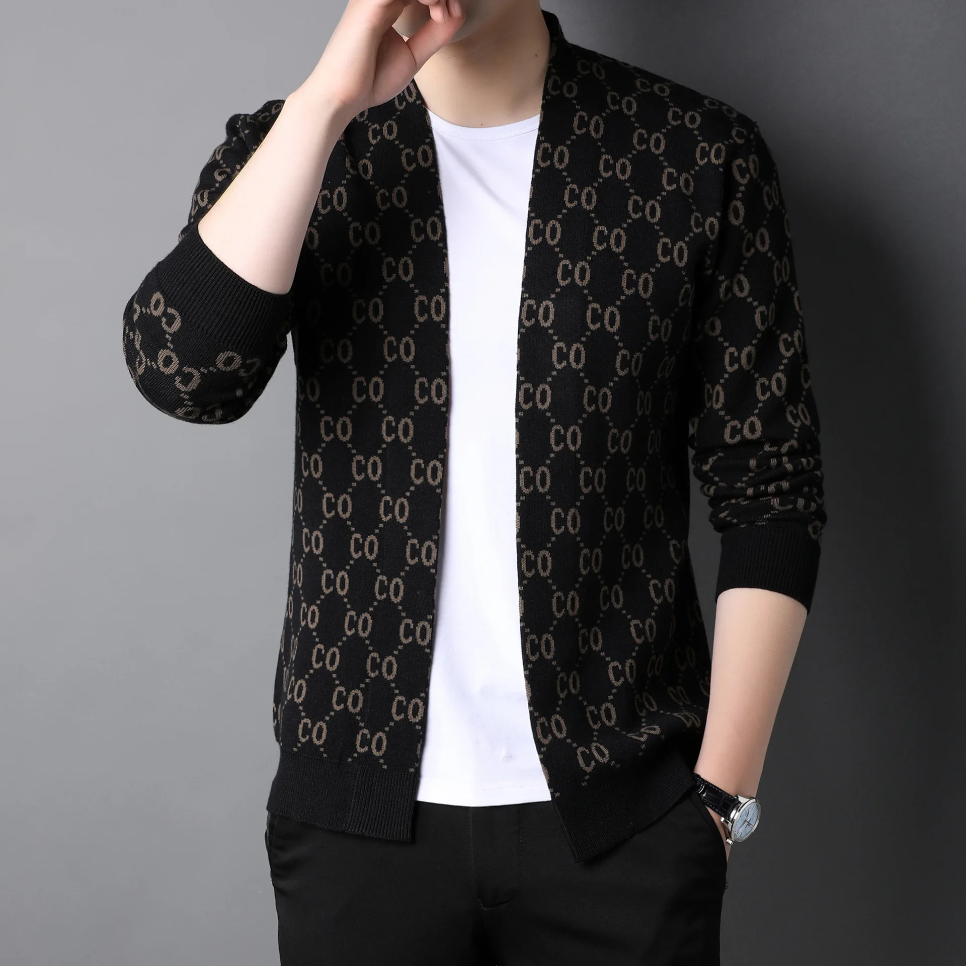 Custom Chunky Cardigan Sweater For Men Plus Size Long Sleeve Cardigan Pour Hommes