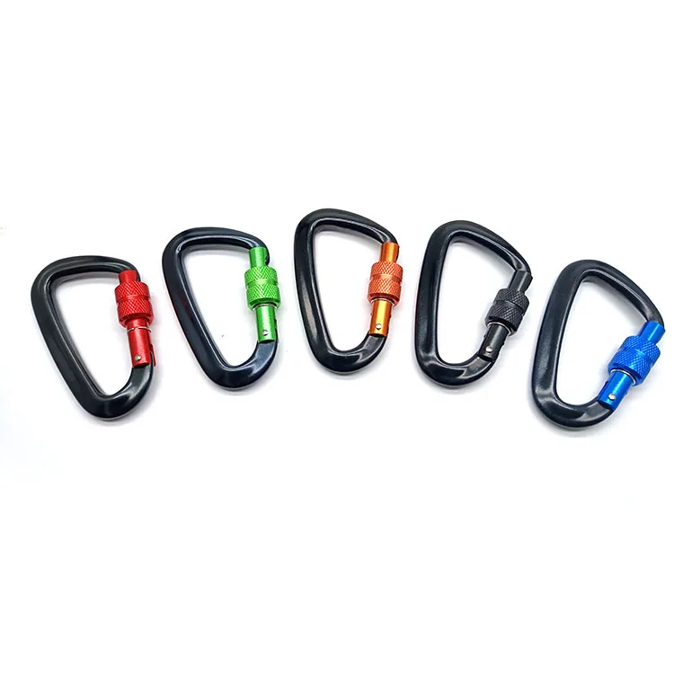 BT Aluminum Snap Hook Safety Snap Hook for Wholesale D Shope Screw Locking Carabiner Hook Custom Logo Hiking Pull Carabiner