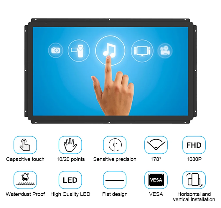 1080p Capacitive Touchscreen Led 21 Inch Lcd Display Usb Port Touch Screen Open Frame Video Player