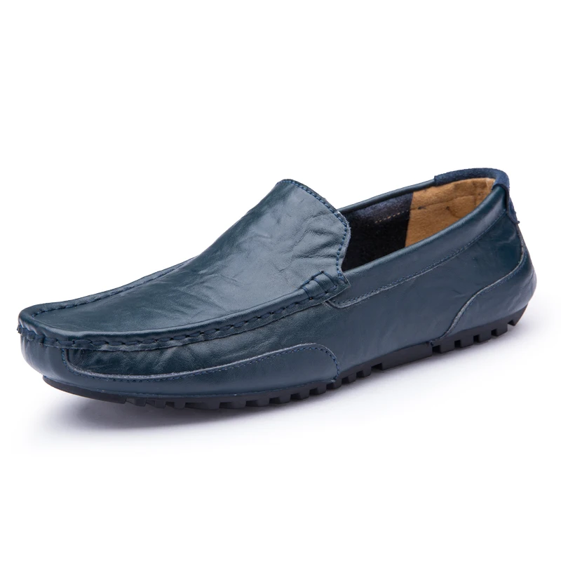 Men's Genuine Leather Shoes Waterproof Handmade Sewing Loafers Comfortable Casual Large Size 38-47 Walking Shoes Driving Shoes