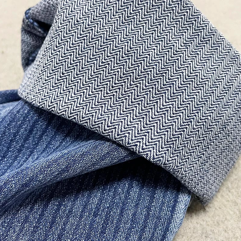 Джинсовая ткань в елочку dark indigo из чистого хлопка для джинсов 11