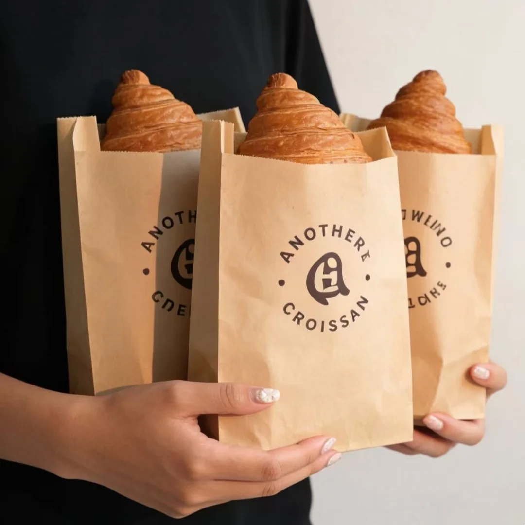 تصنيع كيس قهوة من ورق الكرافت المتين المقاوم للزيت باللون البني المخصص ، كيس من الورق البني ساندويتش كوكي مخبز SOS