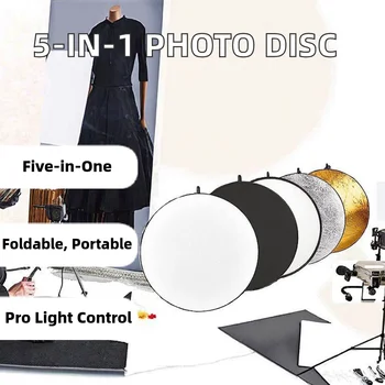 5-in-1 Photography Reflector Set 30cm Foldable Acrylic Translucent Silver Gold White Black for Outdoor Lighting Wedding detail image