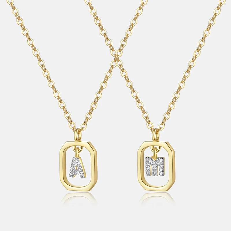 Wholesale S925 Sterling Silver Necklaces for Women Exquisite Elegant  Alphabet Fashion Jewelry with Zircon Trendy Link Chain