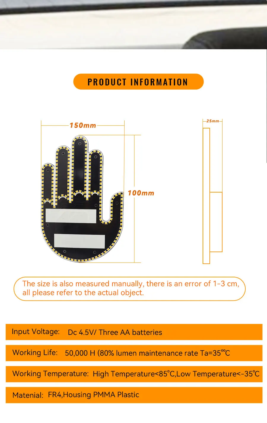 8-in-1 Emoji Mood Light 2025 8-in-1 Middle Finger Car Light Remote Control Led Window Display With C 859447 - Foto 13