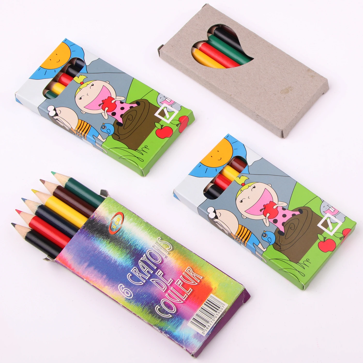 Индивидуальный 3 5 дюймовый 6 шт. мини цветной карандаш маленький деревянный недорогой набор натуральных цветов карандаши наборы