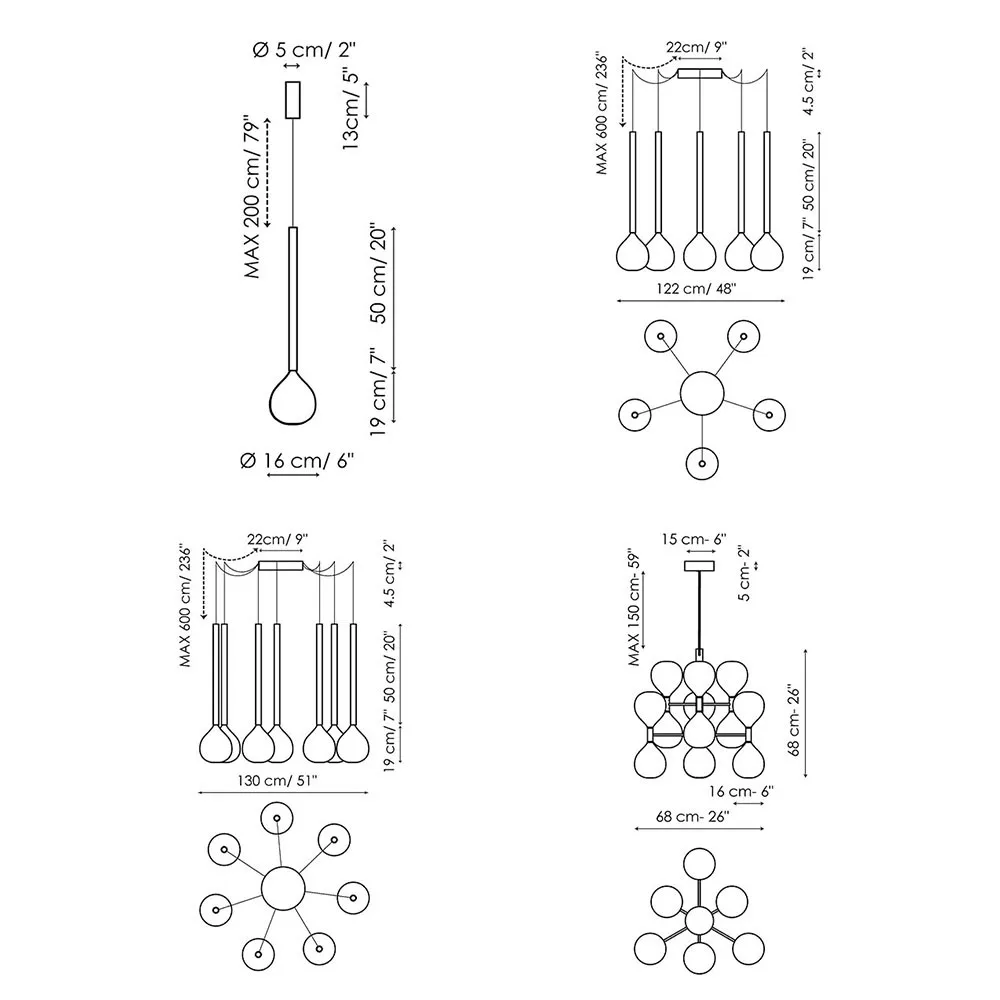 Indoor Luxury Simple Shaped Glass Ball Chandelier Customized Modern