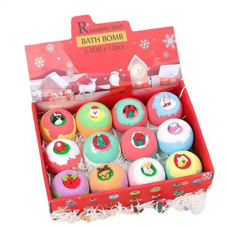 Рождественские органические Бомбочки для ванны ручной работы, ароматерапия, пушистые детские Бомбочки для ванны с пончиком