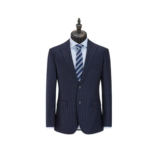 Men's Business Suit Italian Fabric 50% Wool Blend Royal Blue Checkered Pants Plus Size Breathable Anti-wrinkle Single Breasted