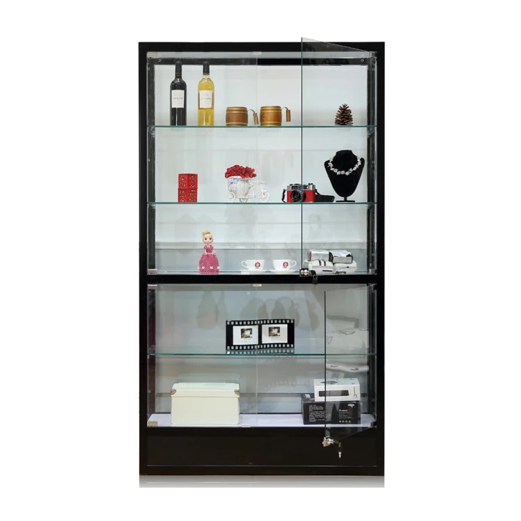 Free-Standing Glass Display Cabinet, Tempered Glass and Clear Coat Aluminum  Frame, for Retail Use - Zen Merchandiser