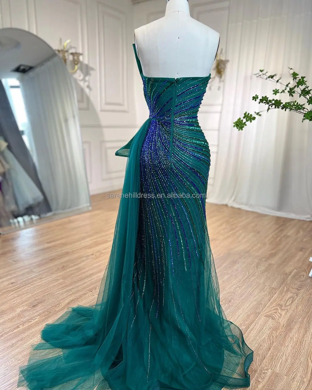 Dubai Green Beaded Mermaid High Split 2023 Evening Gowns Serene Hill La72090 Prom Dresses For 