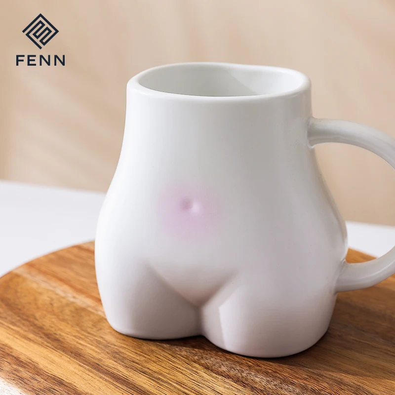 FENN Stylish Body Shaped Artistic Design Wholesale Ceramic Mug Custom Porcelain Dinnerware Matte White Mug Personalized for Gift