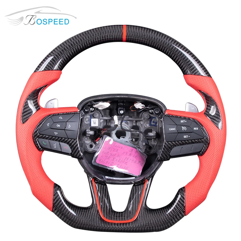 Carbon Fiber Car Steering Wheel For Dodge With Perforate Leather