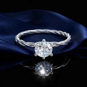 1ct D Color Brilliant Moissanite Ring White Gold Plated 6 Claws Classic Band High Quality