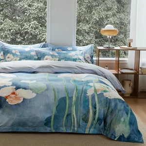 Queen Size Bed 3D Digital Printing Duvet Cover Set Cotton Bedding Oil Painting Style Quilt Cover Sets