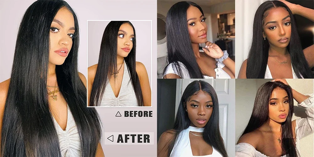 Extensiones de cabello con cinta adhesiva, cabello humano brasileño real, natural, para mujeres, color negro, 20 unidades, 50 g_voghion.com