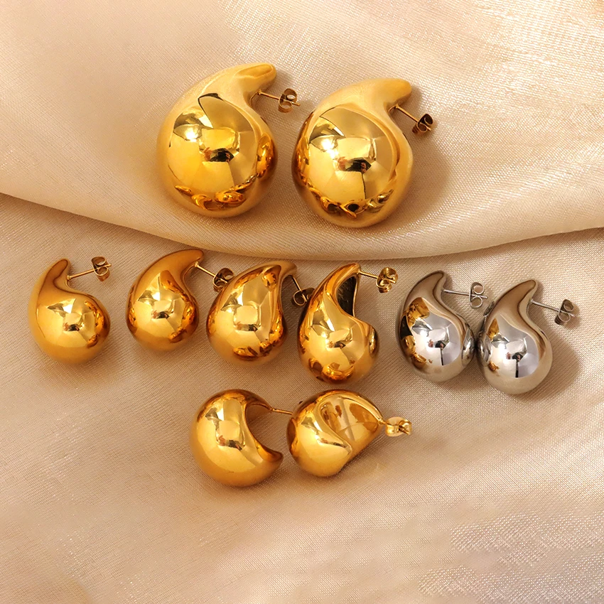 Chunky Gold Earrings For Women - 18k Gold Plated Non-Tarnish Vintage Inspired Statement Earrings