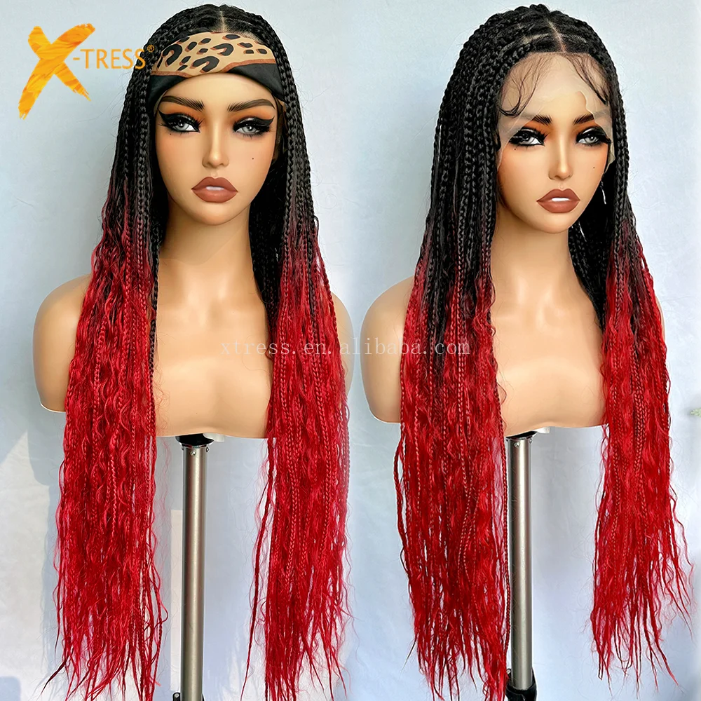 ウィッグセット X-TRESSボヘミアン編組ウィッグ32インチフルレースフロント合成