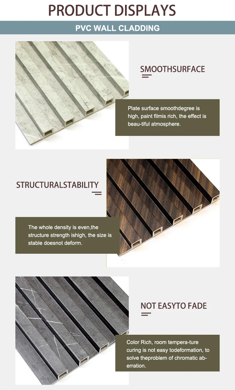 Modern PVC Wall Cladding 3D Striped Panel Moisture-Proof Waterproof ...