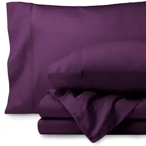 KOSMOS Solid Color 100% Microfiber Queen Size Bed Sheet Set