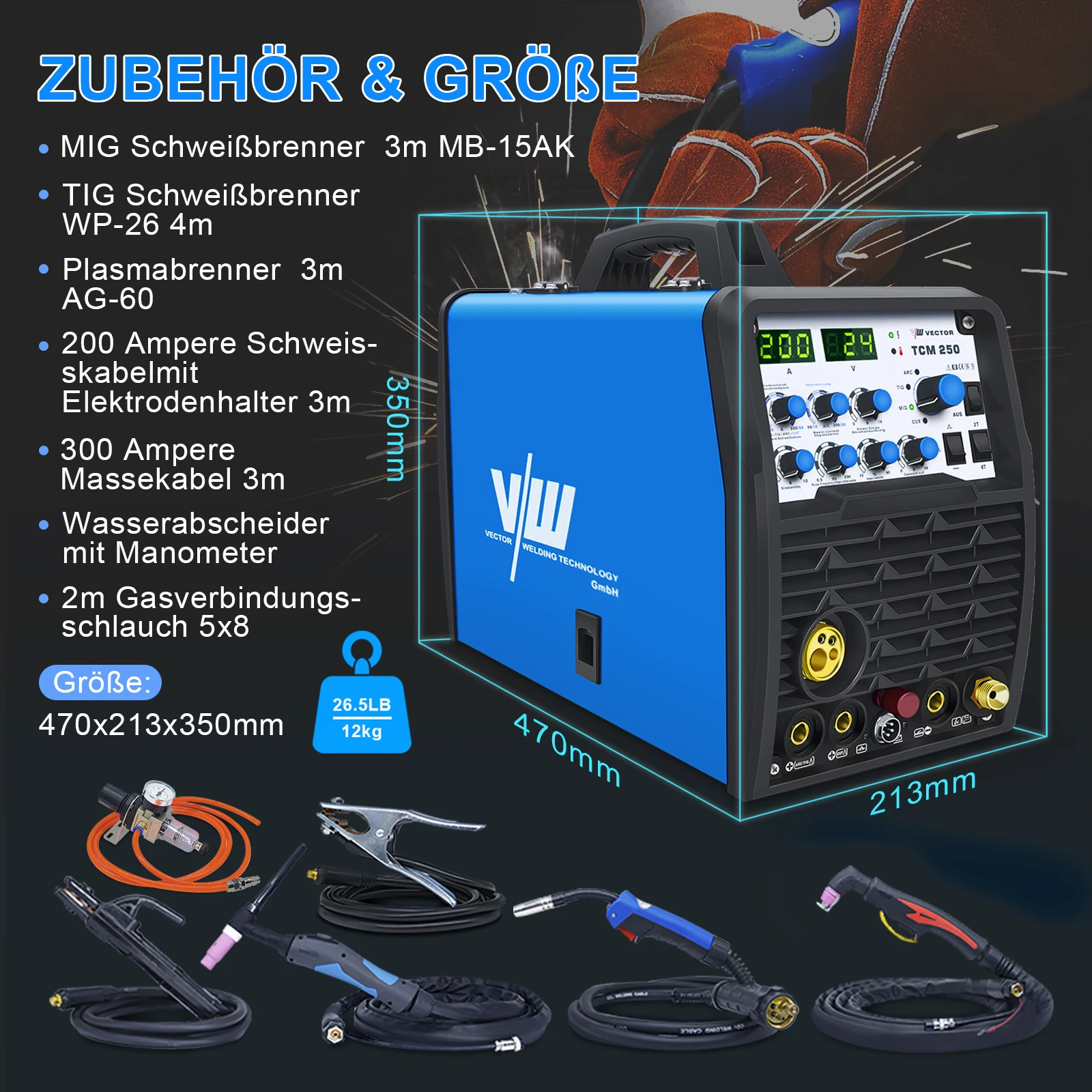 Stahlwerk & Vector TCM250 Laser Welding Machine Aluminum Welder Machine 6in1 MIG Welding Machine