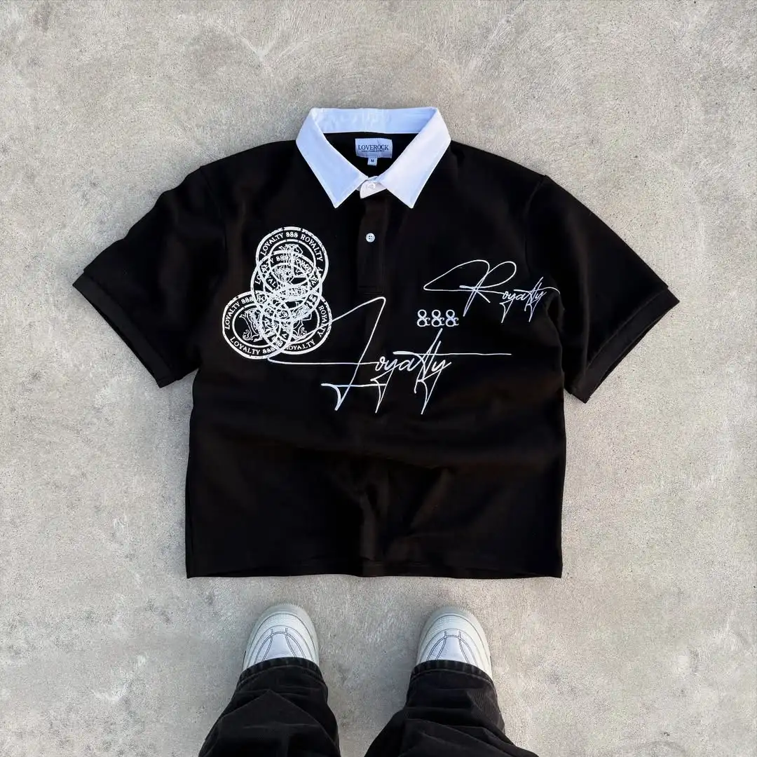 Mans Custom Vintage Screen Print Mock Neck Heavyweight 100% Katoen Breathable Los Longline Grafiese T-Shirt