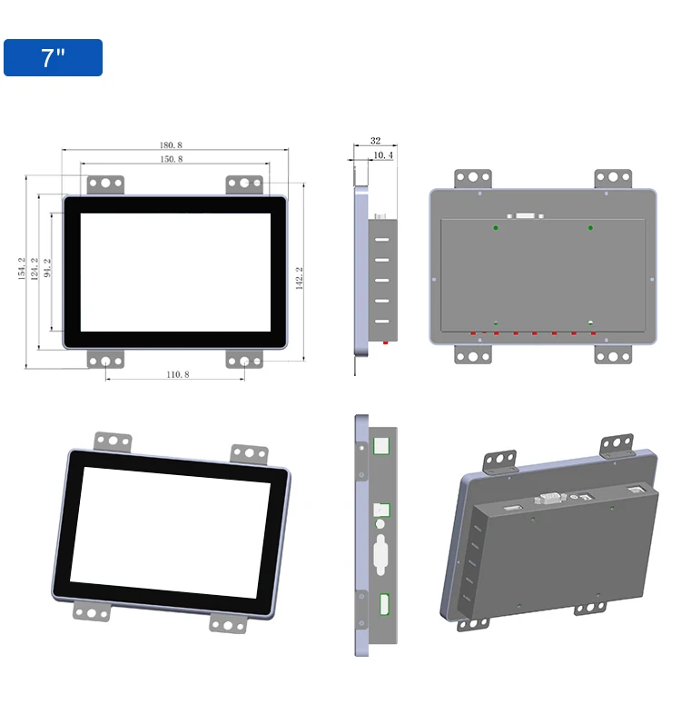 Hot Sale Industrial Desktop Full HD Business PC Monitor 7 Inch Touch Screen IPS Panel LED LCD VGA HD-Mi