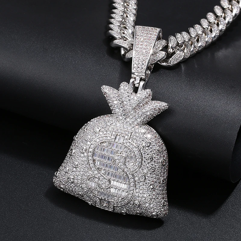 Pendentif en forme de Micro pavé Cz, pour le sac d'argent, bijoux de cadeau  pour homme, à la mode de haute qualité, 2020