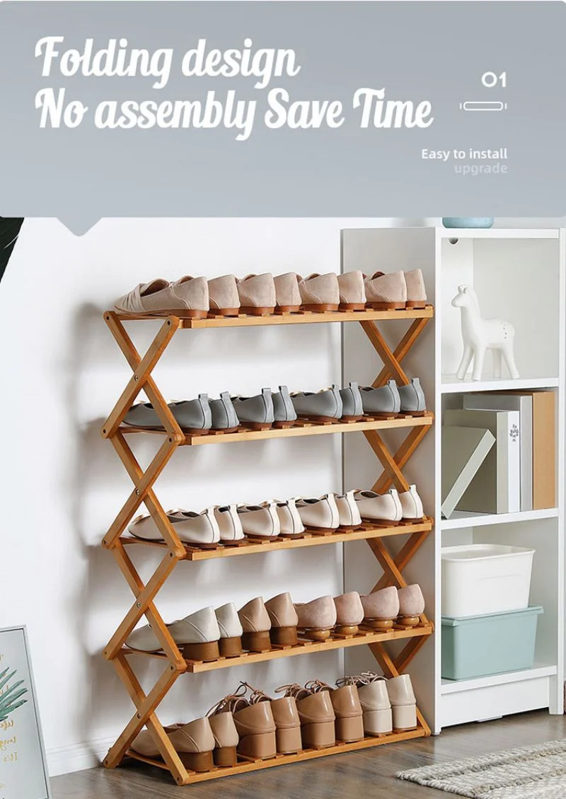 3 Tier Custom Portable Assembly Free Wooden Bamboo Panel Shoe Rack