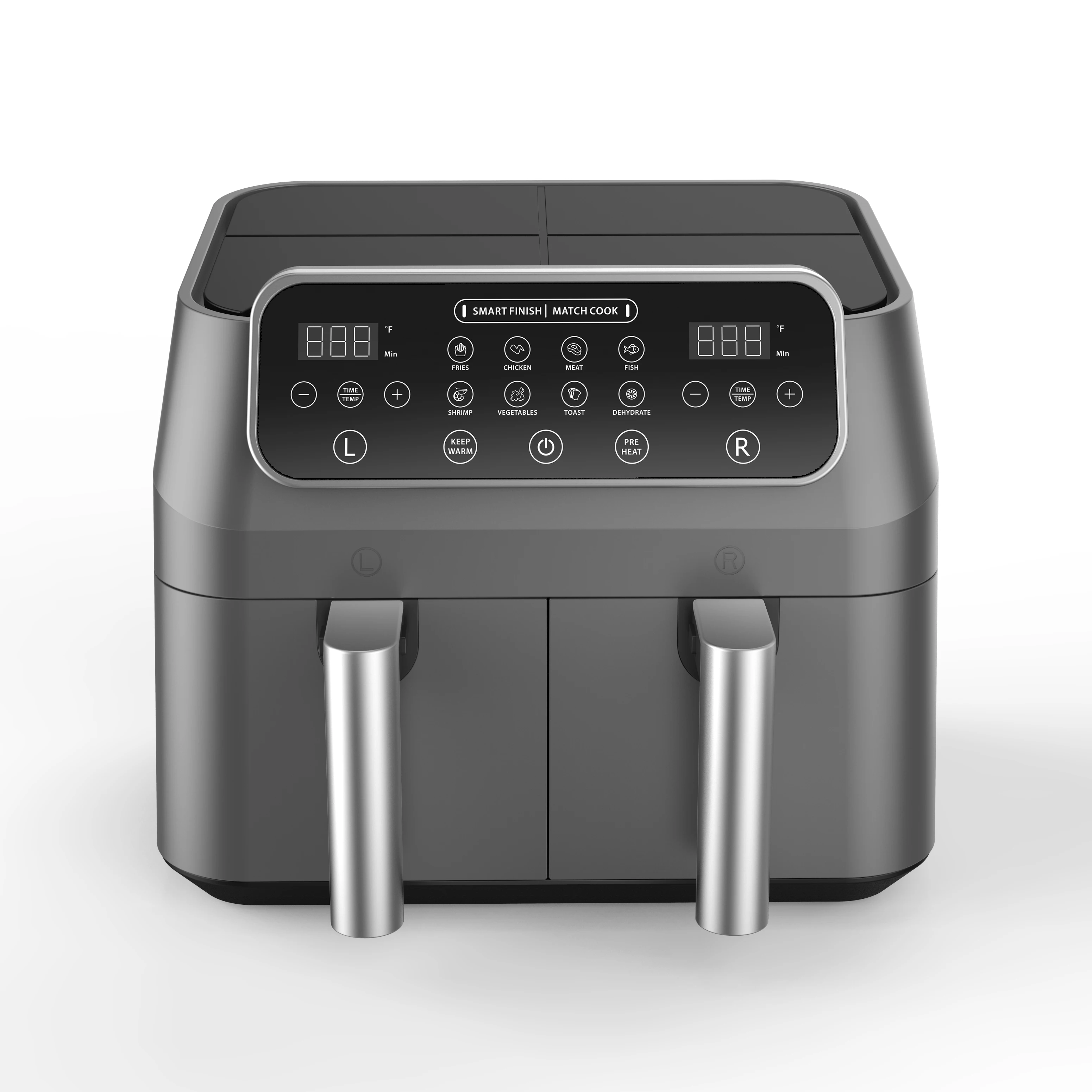 3 Baskets Options Top Seller 2022 Double Air Fryer 8l Dual Oven Digital