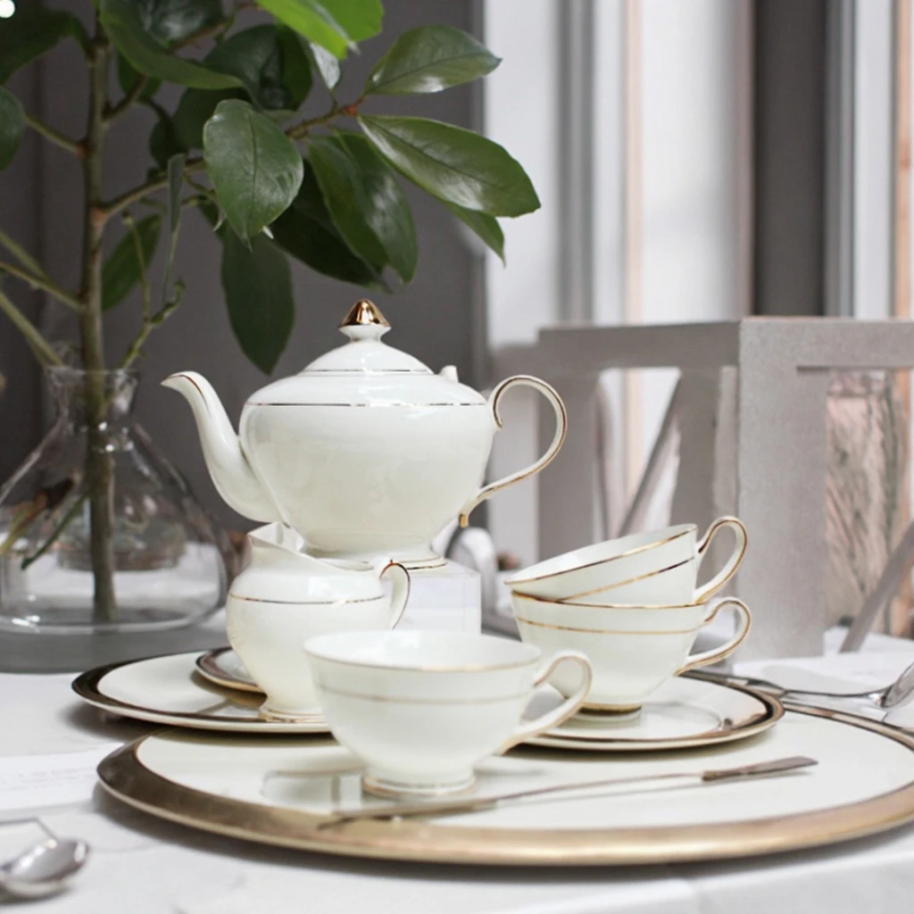 Wholesale Unique White Exquisite Gold Line Tea Cup Sets,Grace Turkish Ceramic Tea Set supplier