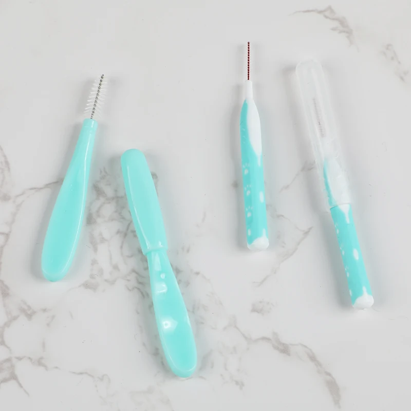 Идеальные высококачественные одобренные CE ISO зубные мягкие палочки с резиновой ручкой нейлоновая щетина зубная межзубная щетка OEM