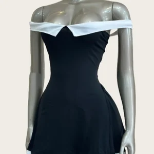 Viviblook Z409DS01 2026 Women Backless Collarless Short Sleeved Mini Evening Dress