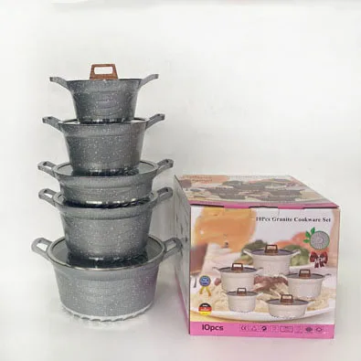 High Quality Granite Cookware Sets Non Stick Marble Aluminum Cooking Pots and Pans Wholesale Kitchen Cookware Set