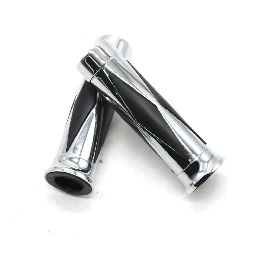 Chrome Black Motorcycle Hand Grips – 1” Inner Diameter For Honda Shadow ACE / VTX / VT – Tiokok