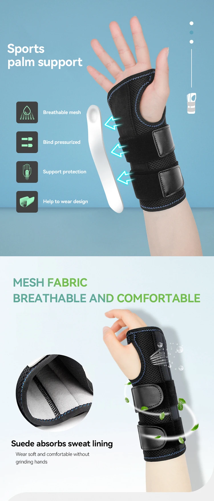 Adjustable Wrist Support Splint Hand Brace With 3 Stays Wrist Brace For