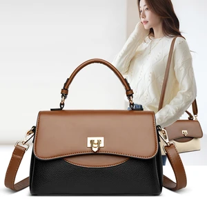 New Wholesale Vintage Style Women's Double-Layer Handbags Xiji Kangaroo Single Strap Young Lady's Fashion Purses for Women