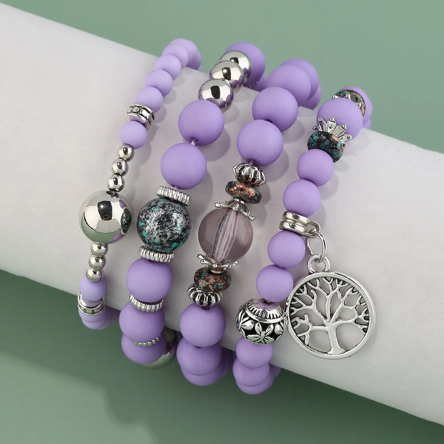 Wholesale Color Bling Chain Stackable Bracelets With Charms Tree Of