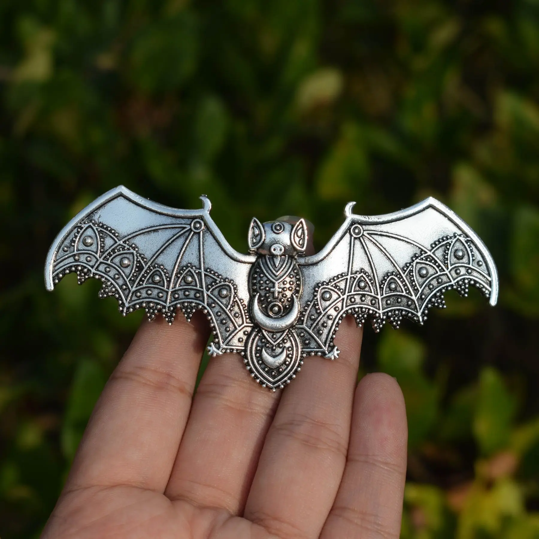 Gothic Silver Bat Cat Hair Clip il_fullxfull.  main image 2