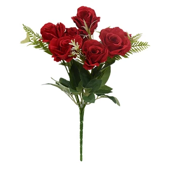 Low Price  High Quality Artificial Flower Rose Bouquet Silk Wedding Decoration Centerpiece Flower
